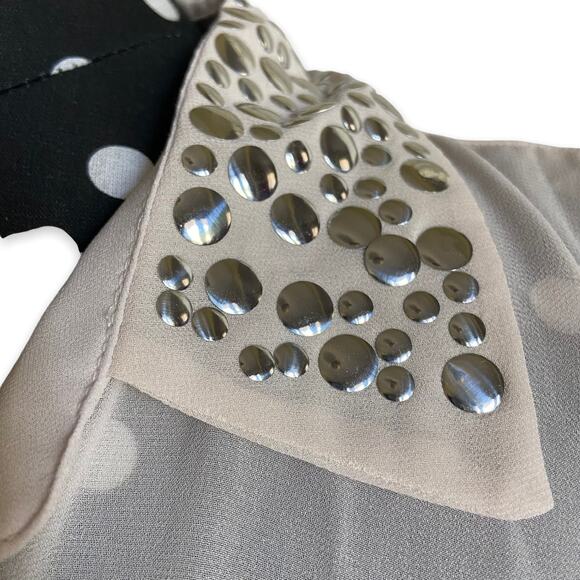 H.I.P. Womens Tank Blouse S Happening‎ in the Present Cream Bling Collar Top NEW - Picture 3 of 6